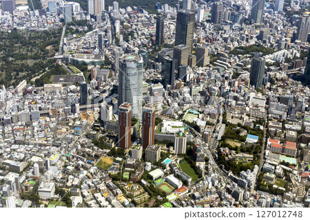 Aerial view of the cityscape around Roppongi, Minato Ward, Tokyo 127012748