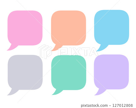 Pastel speech bubble pink purple light blue gray pink orange green 127012808
