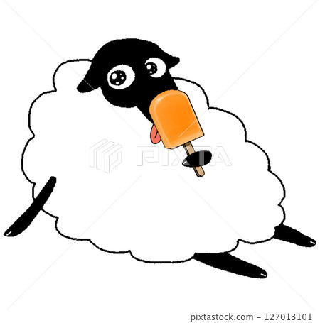 Orange popsicle and cute sheep 127013101