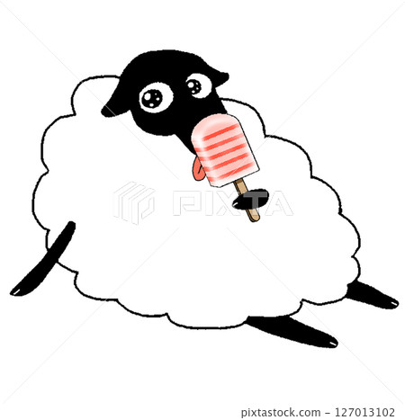 Strawberry popsicle and cute sheep Strawberry popsicle and cute sheep 127013102
