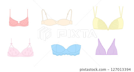 Pastel Lingerie Doodles Vector Sketch of Female Underwear Set Hand Drawn Style 127013394