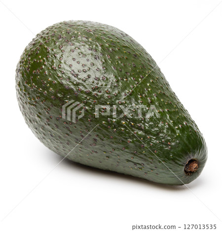 Healthy food and ingredients - Ripe organic green avocado fruit isolated on white background with built-in cutting path 127013535