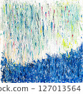 Blue abstract painting with the image of rain and the sea 127013564