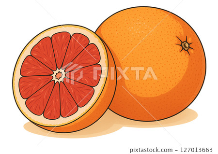 Whole and cut grapefruit 127013663