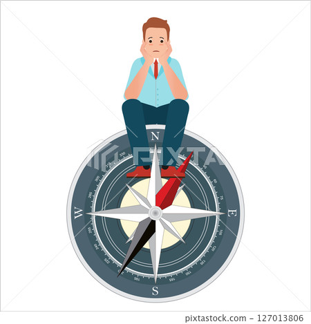 A man sitting in silence on compass. A man sitting in silence on compass. 127013806