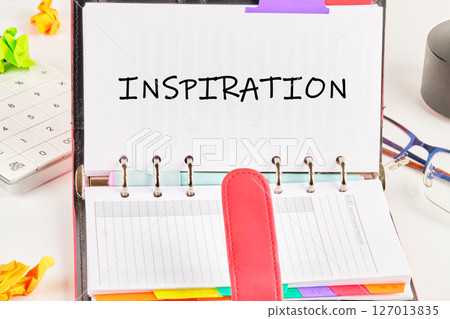 The INSPIRATION concept phrase. Business concept. A place to copy. Creative and smart thinking idea concept. 127013835