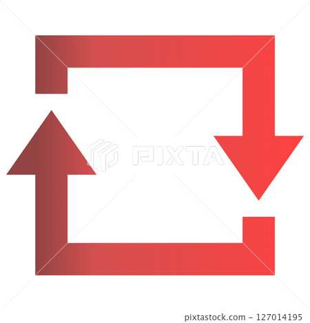 一個簡單的紅色漸層箭頭在方形中旋轉 127014195