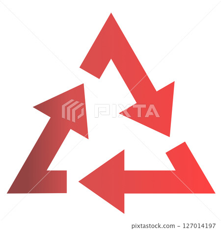 一個簡單的紅色漸層箭頭以三角形旋轉 一個簡單的紅色漸層箭頭以三角形旋轉 127014197