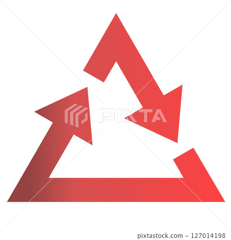 一個簡單的紅色漸層箭頭以三角形旋轉 一個簡單的紅色漸層箭頭以三角形旋轉 127014198