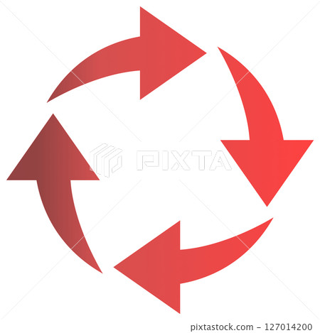 一個簡單的紅色漸層箭頭在圓圈內旋轉 127014200