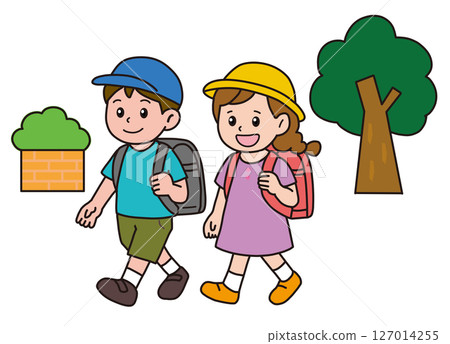 Elementary school commute_with background Elementary school commute_with background 127014255