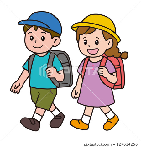 Elementary school commute _ Boys and girls Elementary school commute _ Boys and girls 127014256