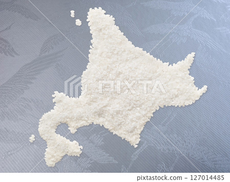 A map of Hokkaido made from rice A map of Hokkaido made from rice 127014485