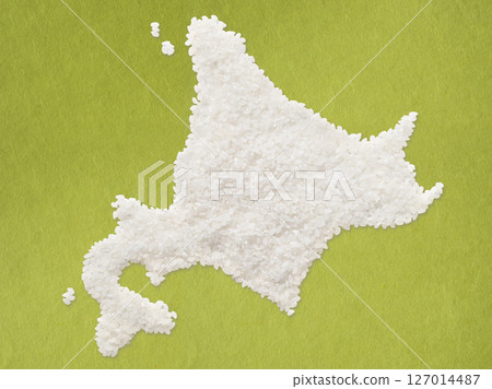 A map of Hokkaido made from rice A map of Hokkaido made from rice 127014487