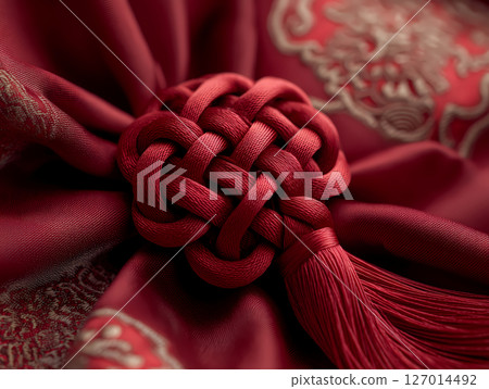 虛化背景紅色中國結特寫 127014492