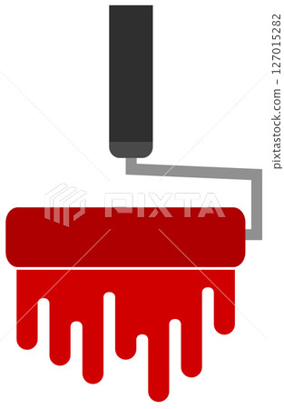 Illustration of painting with a roller to apply oil-based paint or water-based paint 127015282