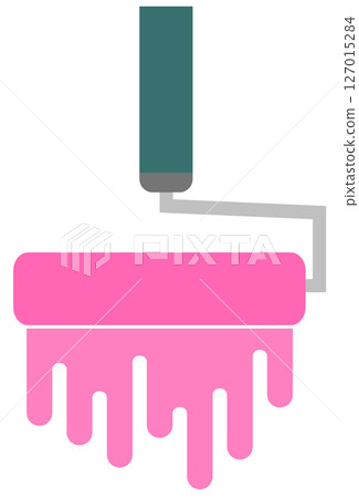 使用滾筒塗抹油性塗料或水性塗料的圖示 127015284