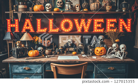 My desk is full of Halloween decor My desk is full of Halloween decor 127015355