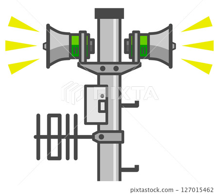 防災廣播員發布自然災害警報和疏散建議的插圖 防災廣播員發布自然災害警報和疏散建議的插圖 127015462