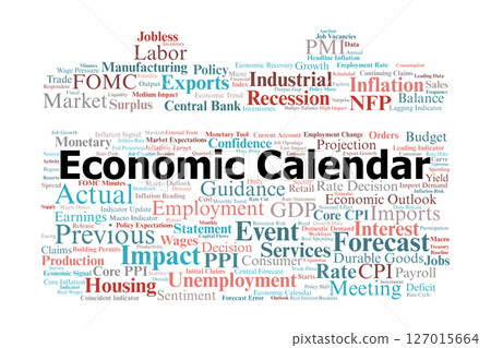 Economic Calendar Word Cloud. Key Indicators And Events In Global Market Analysis Economic Calendar Word Cloud. Key Indicators And Events In Global Market Analysis 127015664