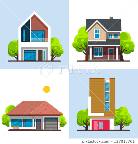 Real Estate Property Illustration Set Real Estate Property Illustration Set 127015701