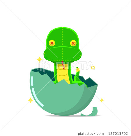 Snake Mascot Popping from Egg 127015702
