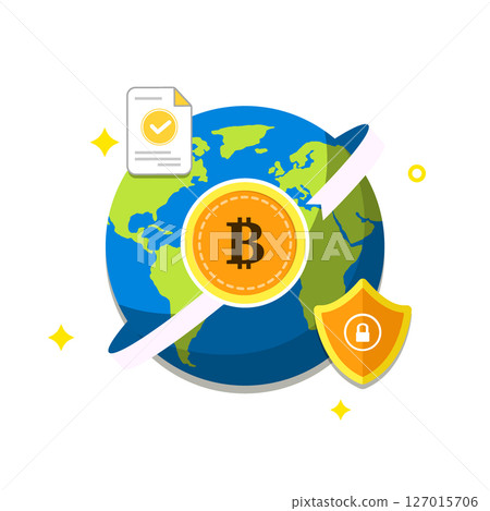 Global Bitcoin Transaction Vector Illustration 127015706