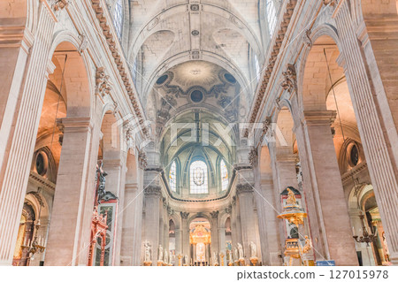 Saint-sulpice church, central nave, Paris, France 127015978