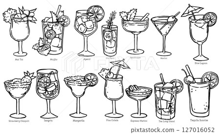 cocktail, sketch, vector 127016052