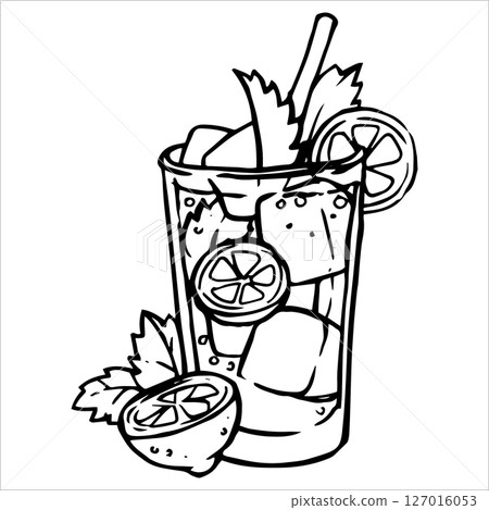 cocktail, sketch, vector 127016053