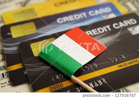 Italy flag on credit card, finance economy trading shopping online business. 127016787