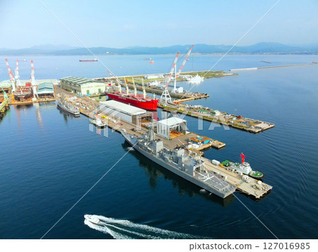 Aerial view of Hakodate Dock at Hakodate Port in Hakodate, Hokkaido in early summer Aerial view of Hakodate Dock at Hakodate Port in Hakodate, Hokkaido in early summer 127016985