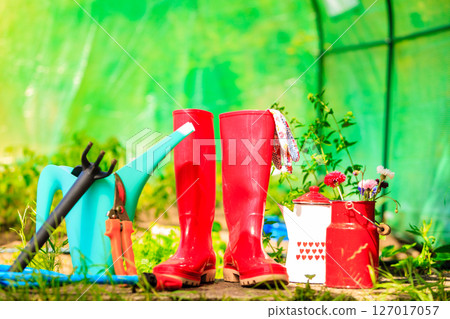 Gardening tools outdoor in garden Gardening tools outdoor in garden 127017057