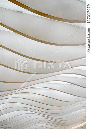 Wavy, layered panels create a dynamic, abstract pattern, playing with light and shadow. 127017079