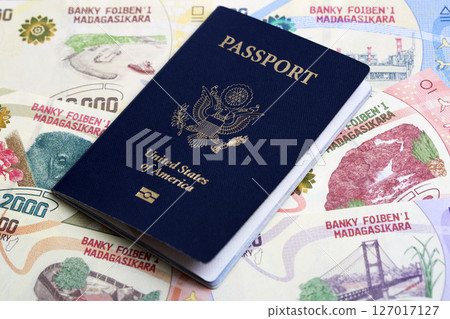 American passport on Malagasy Arriary 127017127