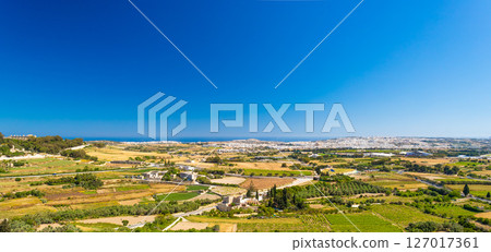 Breath-taking panoramic landscape of farmlands in Malta Breath-taking panoramic landscape of farmlands in Malta 127017361