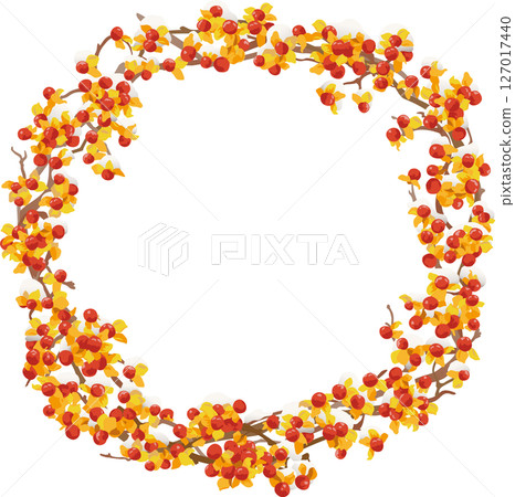 白雪覆蓋的南蛇藤花環 127017440