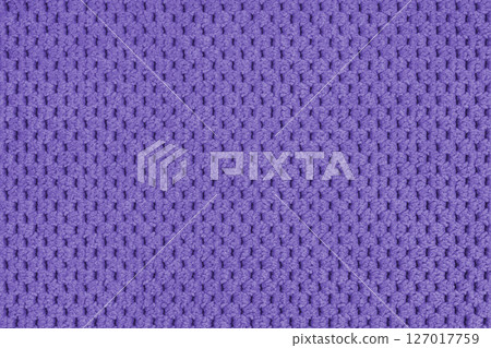 Plain purple velour upholstery fabric, fleecy jacquard, pattern weave macro texture background 127017759
