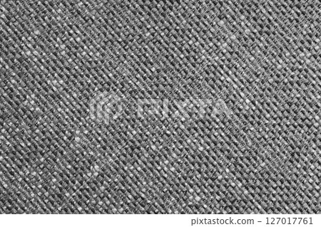 Upholstery gray jacquard fabric diagonal weave texture, textile background, cloth structure 127017761