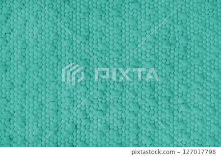 Texture of turquoise carpet fabric with large coarse textured weaving. Upholstery, cloth background Texture of turquoise carpet fabric with large coarse textured weaving. Upholstery, cloth background 127017798