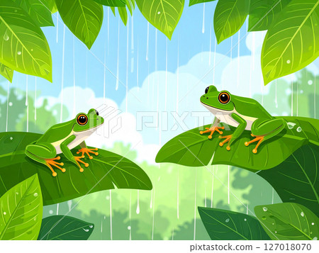 Rain, rainy season, tree frog, frog 127018070