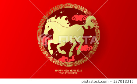 Year of the horse asian banner vector illustration 127018315