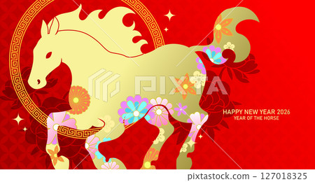 Zodiac running horse 2026 greeting card 127018325