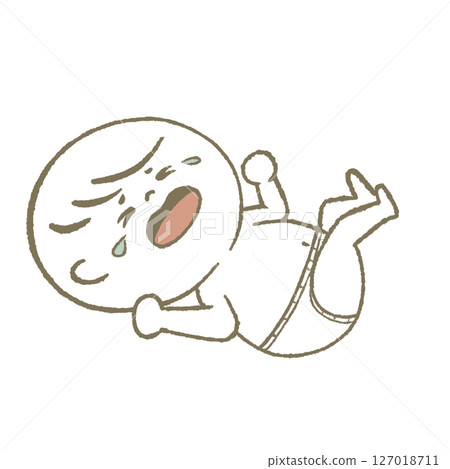 嬰兒穿著尿布躺著哭 127018711