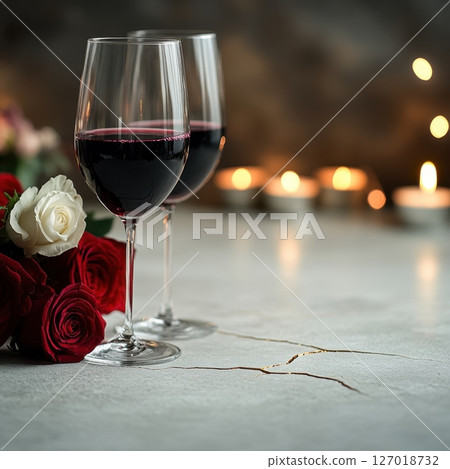 Romantic Dinner Setup for Valentine's Celebration 127018732