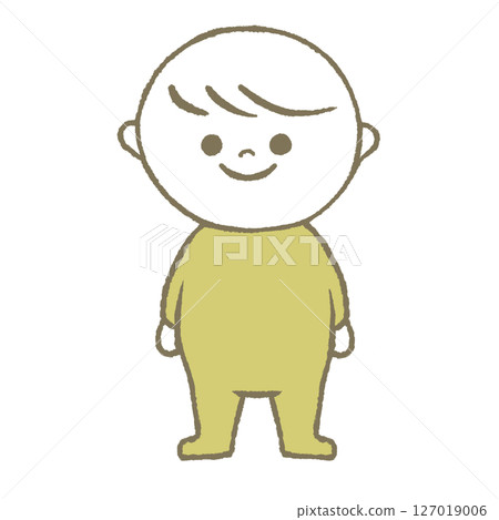 站立的嬰兒微笑著黃色 站立的嬰兒微笑著黃色 127019006