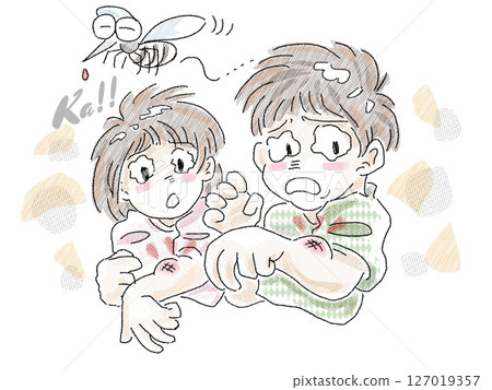 兄妹倆被蚊子叮咬 兄妹倆被蚊子叮咬 127019357