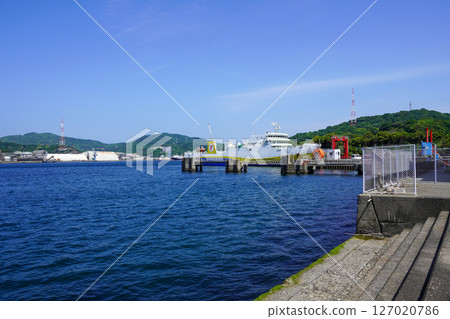 Ferry Suzukaze, moored at Saganoseki Port on National Route 94 Ferry Suzukaze, moored at Saganoseki Port on National Route 94 127020786