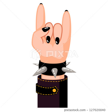 Rockers hand with rock sign in cartoon style Rockers hand with rock sign in cartoon style 127020840