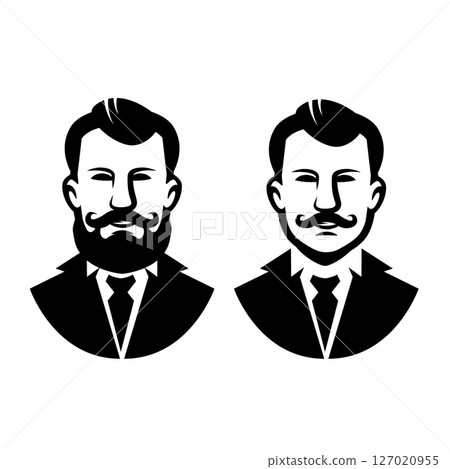 Engraving style gentleman illustration. Design element for logo, label, sign, emblem. Vector illustration 127020955